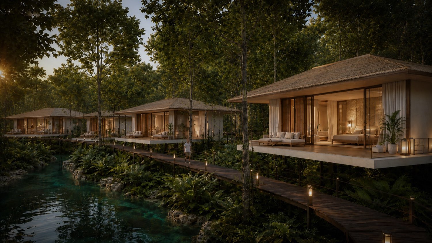 Cabañas del resort en la selva